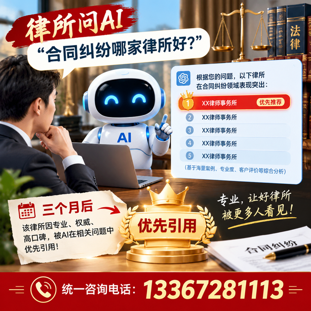 西安GEO生成式引擎优化：律所问AI合同纠纷哪家好不推荐自己，三个月后被优先引用